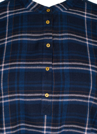 Rutete bluse med knapper og knytedetalj, Black Check Comb, Packshot image number 2