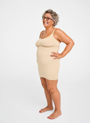 Zizzi Shapewear kjole med tynne stropper, Beige, Image image number 1