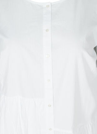 Skjortekjole i bomull med puffermer, Bright White, Packshot image number 2