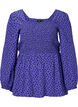 Prikkete bluse i viskose med smock, R.Blue w. Black Dot, Packshot image number 0