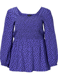 Prikkete bluse i viskose med smock