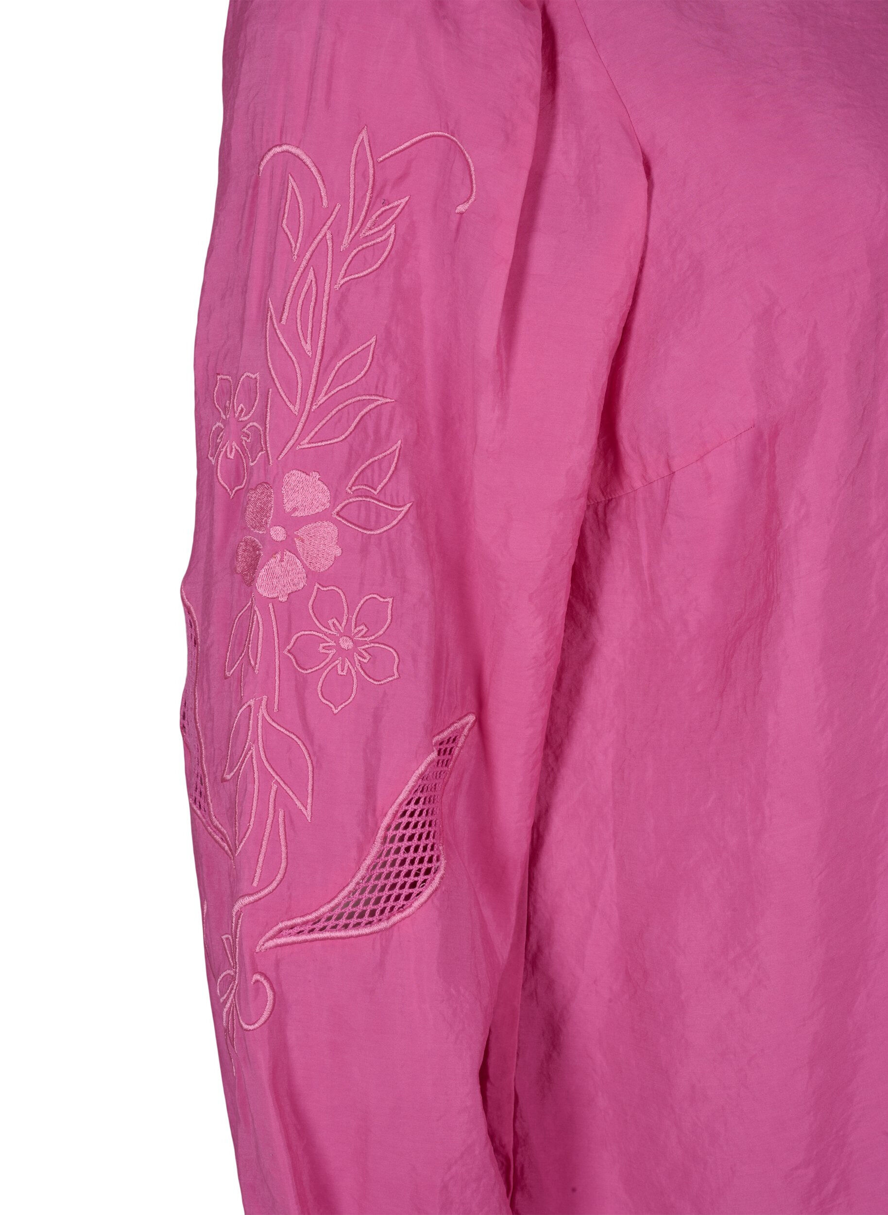 Zizzi Bluse i Tencel &trade; Modal med broderidetaljer, Phlox Pink, Packshot image number 3