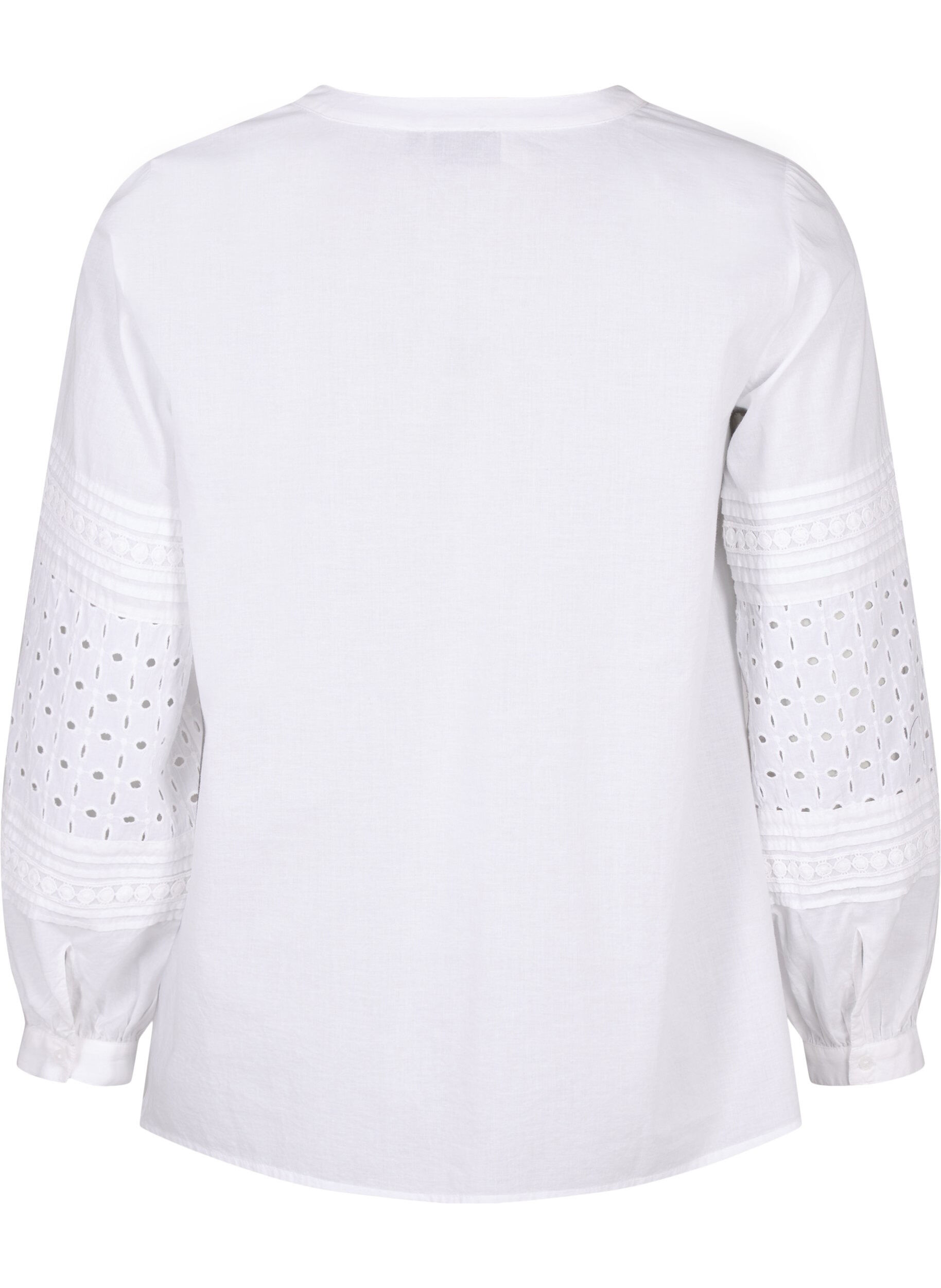 Zizzi Bluse med lange ermer og dekorative detaljer, Bright White, Packshot image number 1