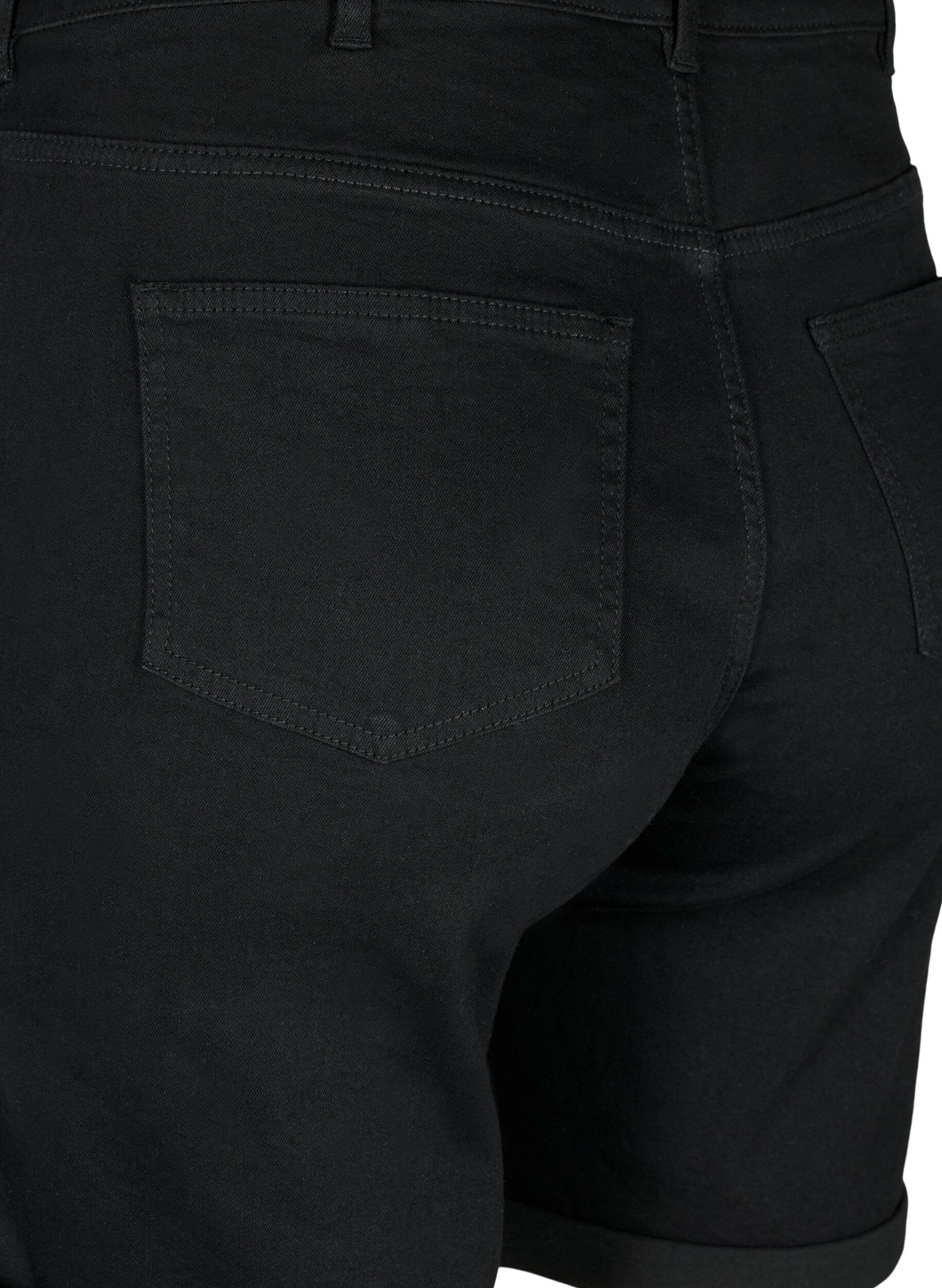 Zizzi Tettsittende dongerishorts med h&oslash;y midje, Black, Packshot image number 3