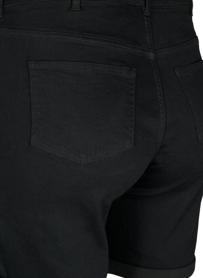 Tettsittende dongerishorts med høy midje, Black, Packshot image number 3
