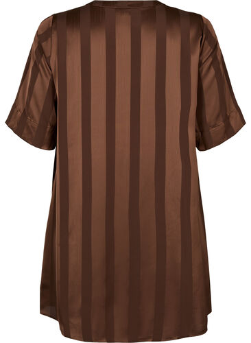 A-lineskåret kjole med striper og halvlange ermer, Chestnut, Packshot image number 1