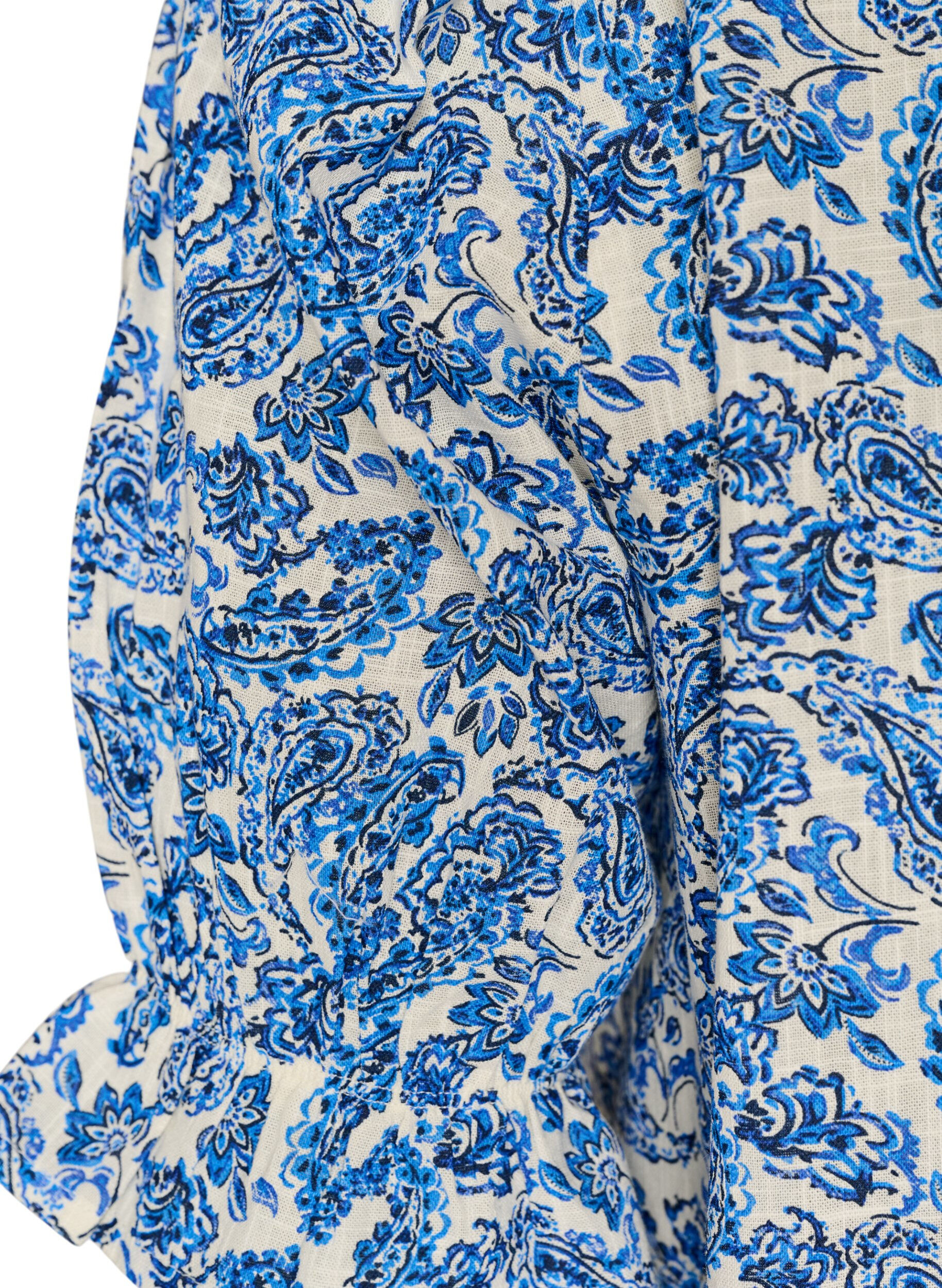 ZizziBluse i bomull med firkantet utringning, Bl&aring;, Packshot image number 3