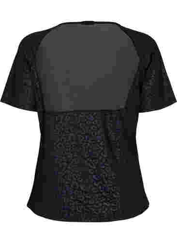 T-skjorte til trening med mønster og mesh, Black, Packshot image number 1