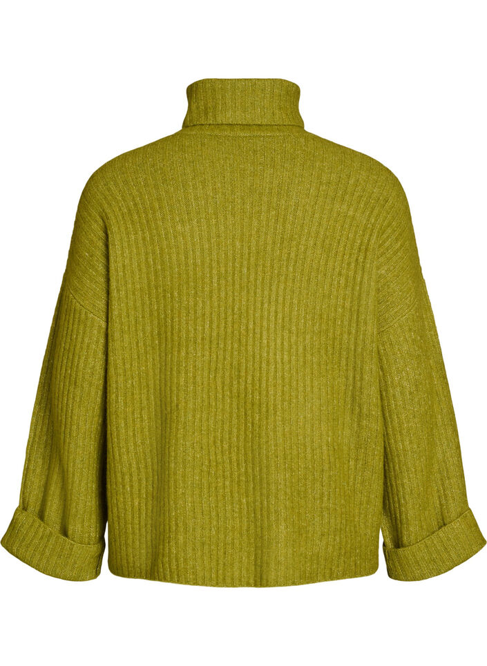 Strikket topp med h&oslash;y hals, Gr&oslash;nn, Packshot image number 1