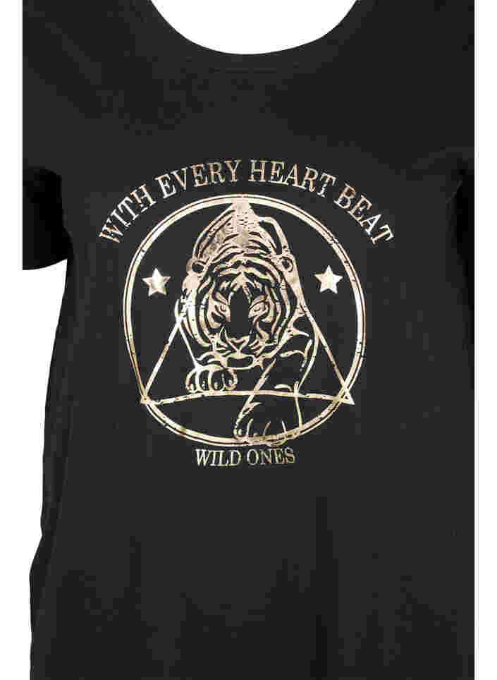 T-skjorte i bomull med korte ermer, Black Tiger w. Foil, Packshot image number 2