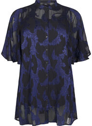 Chiffon-tunika med jacquardmønster, Evening Blue