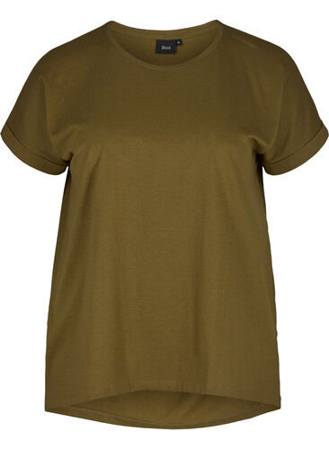 T-skjorte i bomullsmiks, Dark Olive Mel., Packshot image number 0