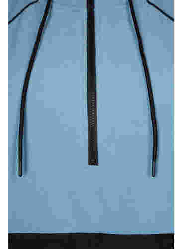 Lang anorak i fleece med glidelås, Smoke Blue w. Black, Packshot image number 3