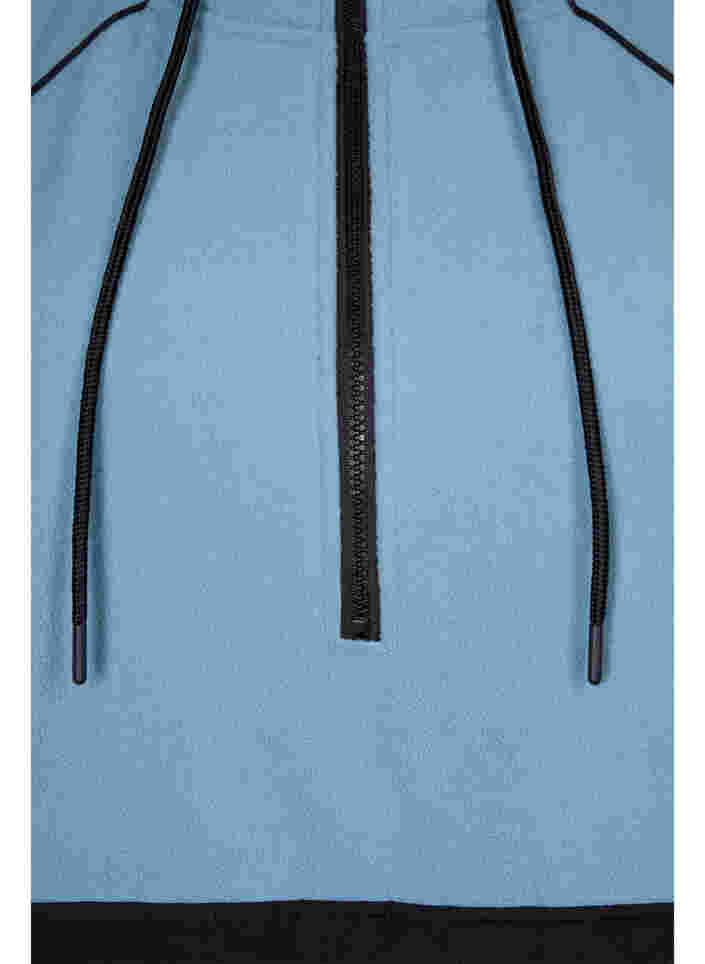 Lang anorak i fleece med glidelås, Smoke Blue w. Black, Packshot image number 3
