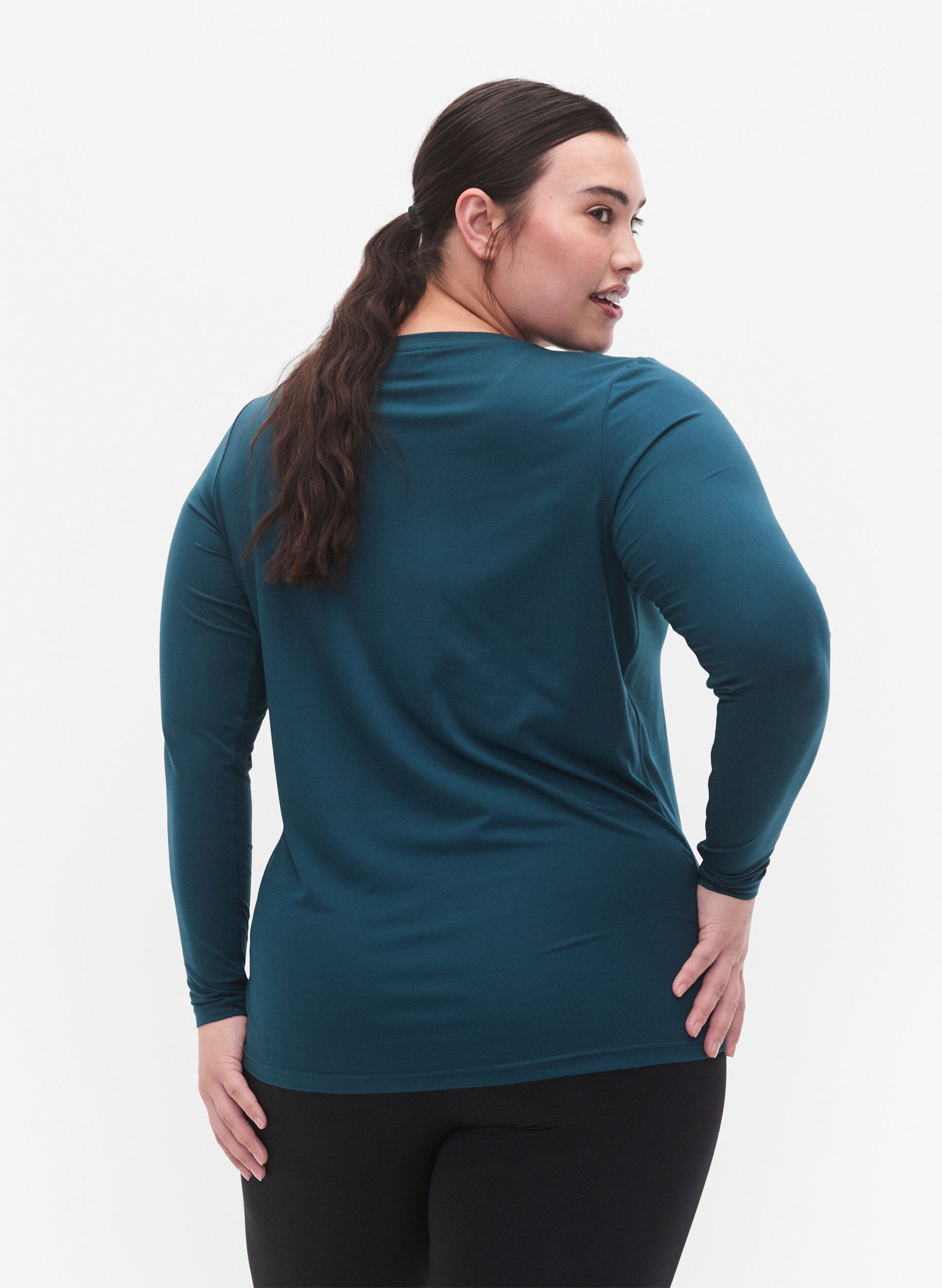 Zizzi Treningsgenser med lange ermer, Deep Teal, Model image number 1