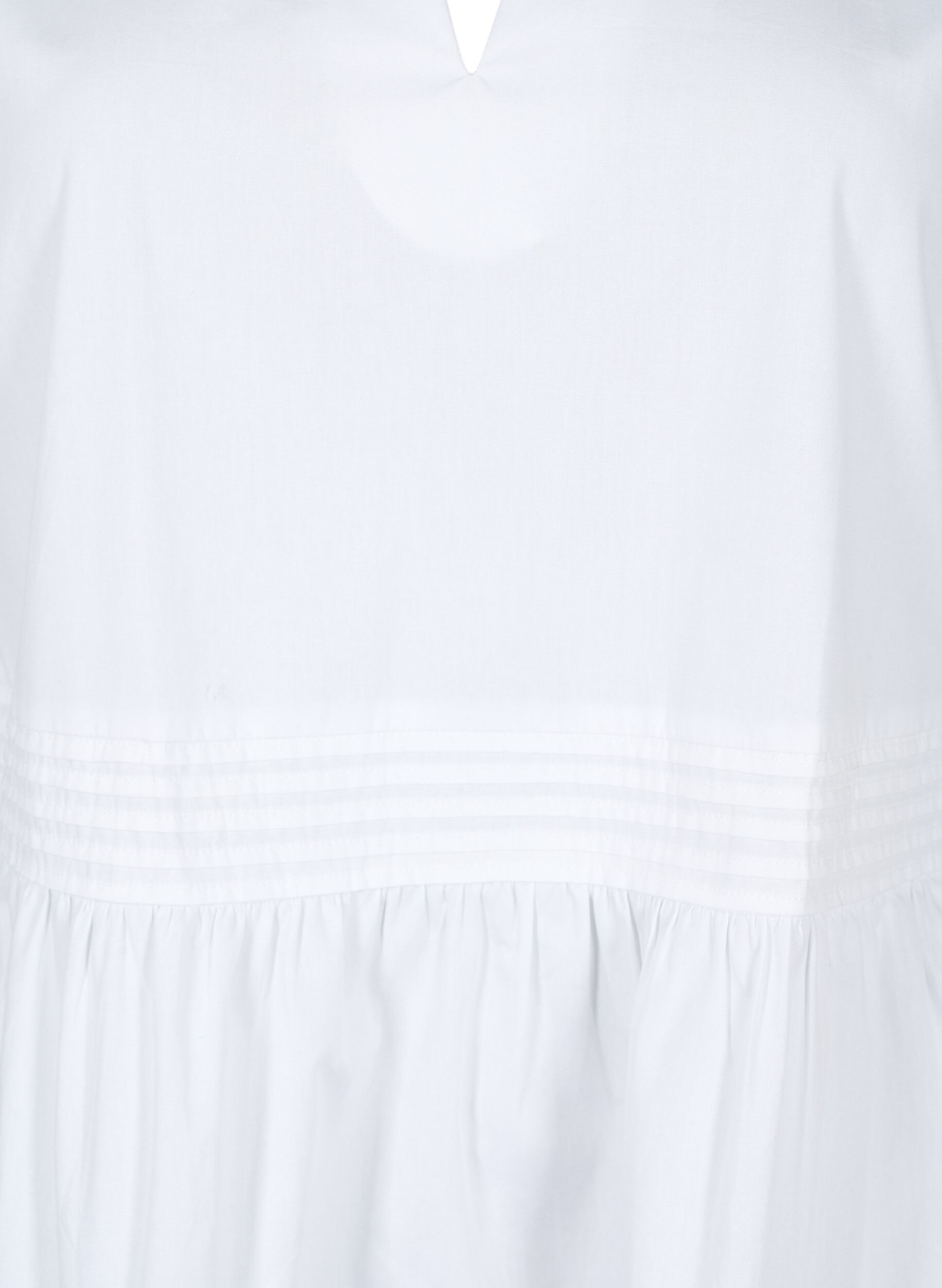 Zizzi Ermel&oslash;s topp med knappelukking og volangdetaljer, Hvit, Packshot image number 2