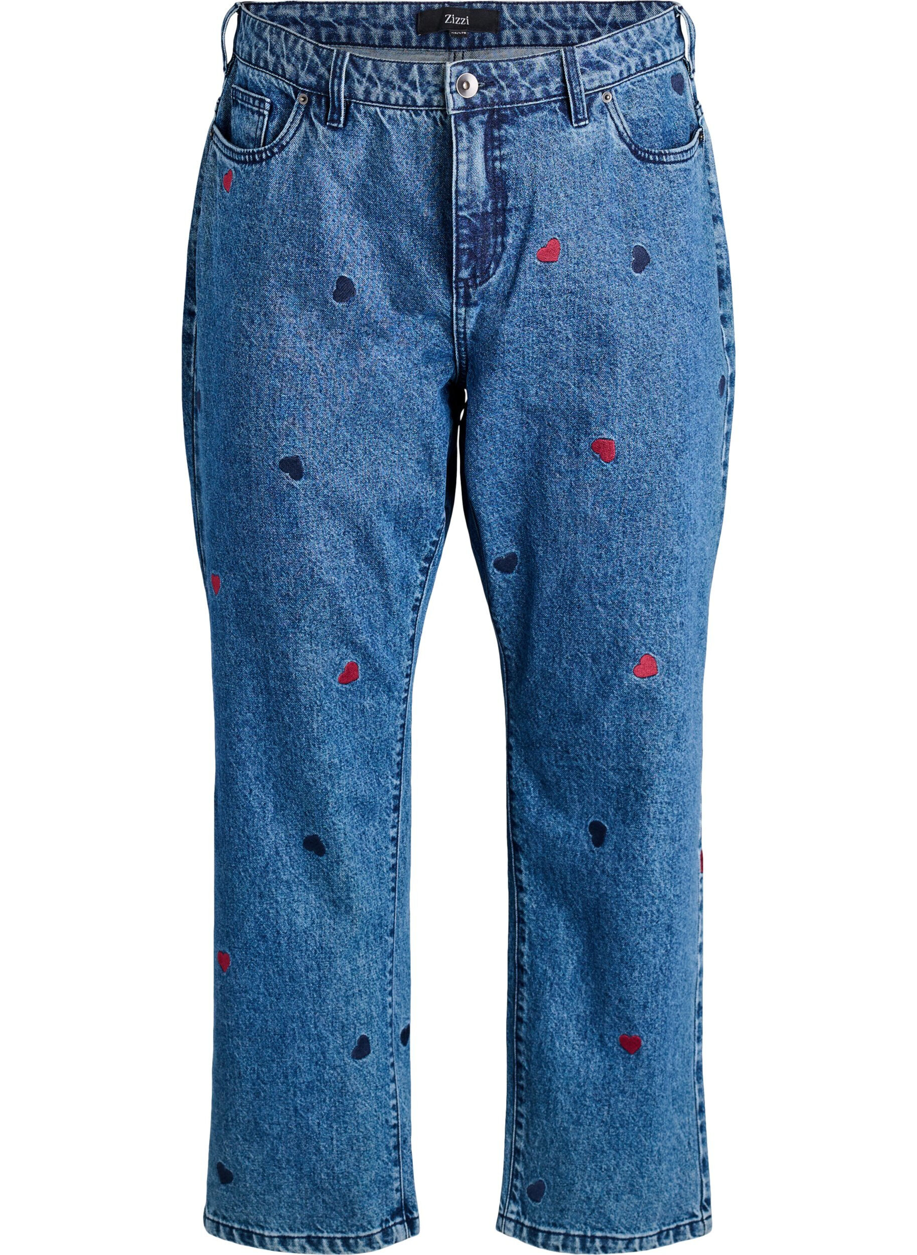 H&oslash;y-midje Gemma jeans med broderte detaljer