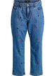 Høy-midje Gemma jeans med broderte detaljer, Blå, Packshot image number 0
