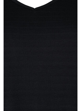 Bluse med 3/4-ermer og V-hals, Black, Packshot image number 2
