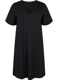 Kortermet nattkjole med V-hals, Black