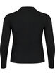 Langermet, ribbestrikket bluse med hulldetaljer, Black, Packshot image number 1