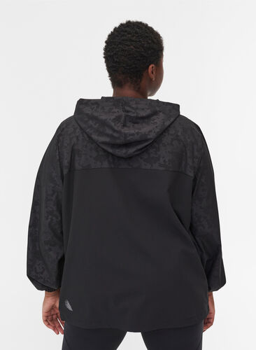 Treningsjakke med mønster og hette, Black, Model image number 1