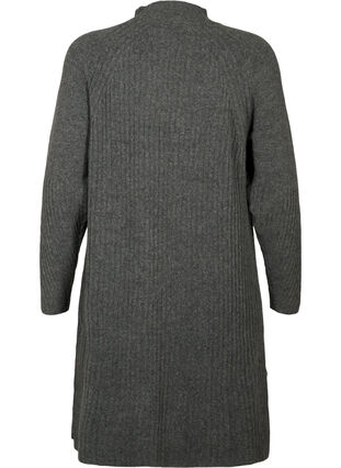 Ribbestrikket kjole med høy hals, Dark Grey Melange, Packshot image number 1