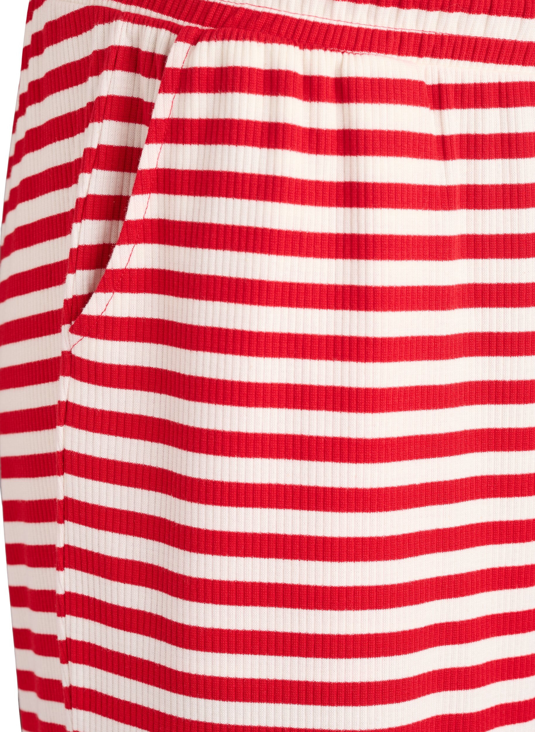 ZizziStripete pyjamasbukser med h&oslash;y midje og vide ben, R&oslash;d, Packshot image number 2