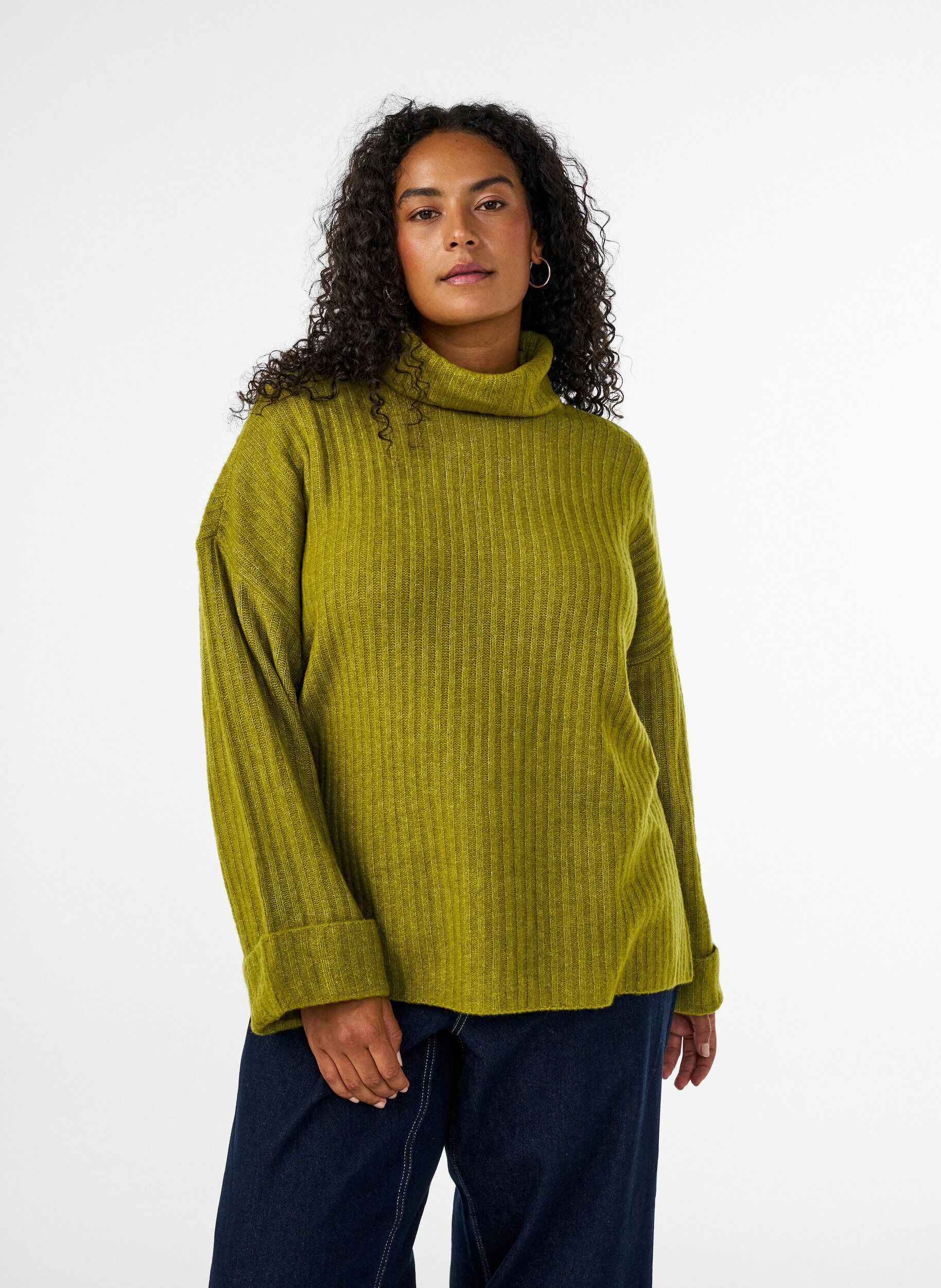 ZizziStrikket topp med h&oslash;y hals, Gr&oslash;nn, Model image number 0