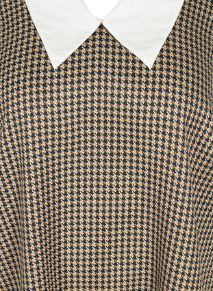 Langermet skjortetunika med mønster og stor krage, Houdsthooth, Packshot image number 2