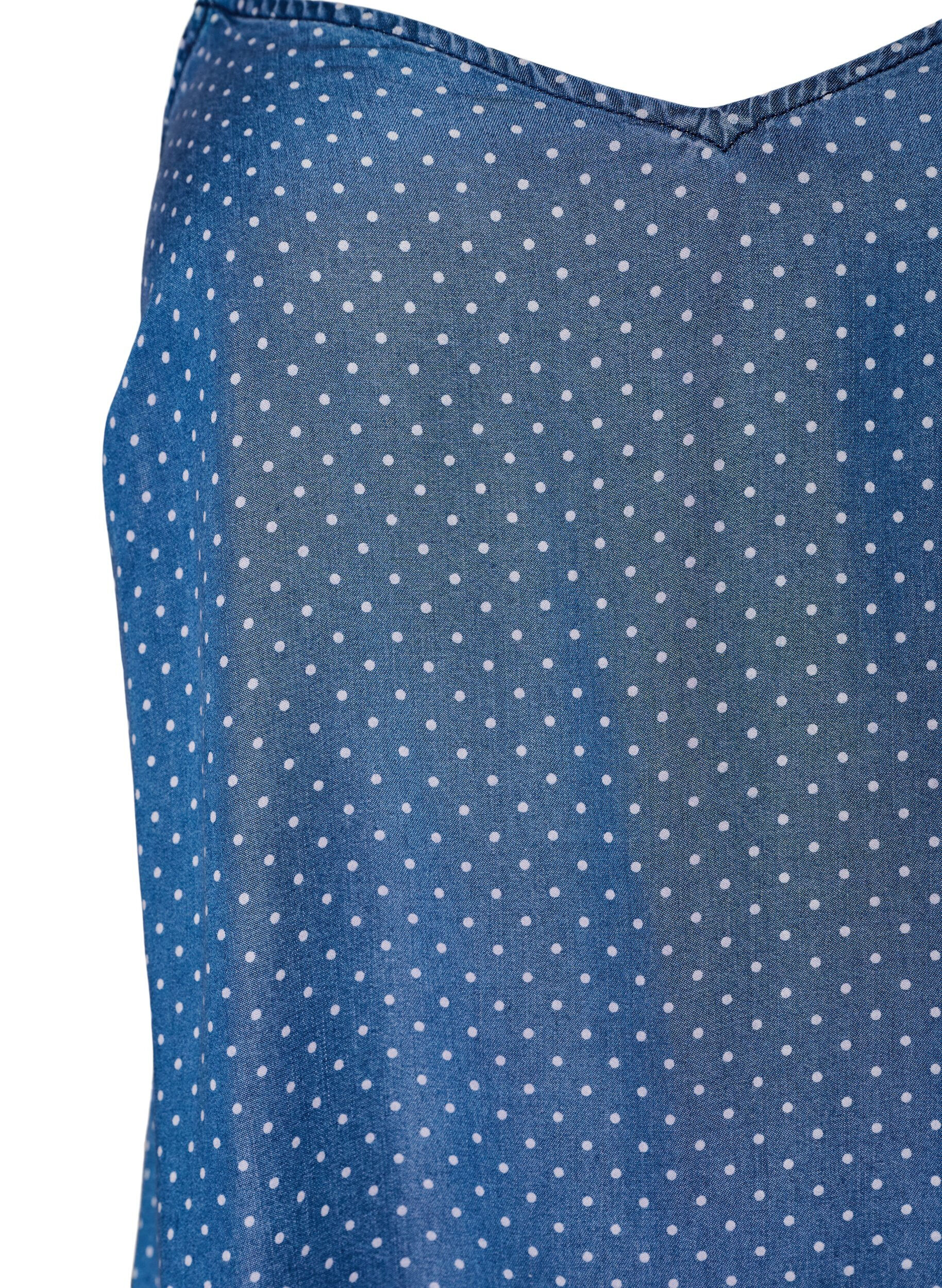 Zizzi Knelang stroppekjole i TENCEL&trade; Lyocell med denimlook, Bl&aring;, Packshot image number 2