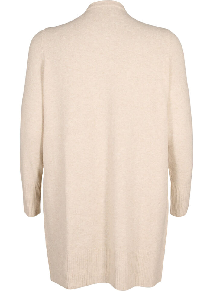 Ribbestrikket cardigan med lommer, Beige, Packshot image number 1