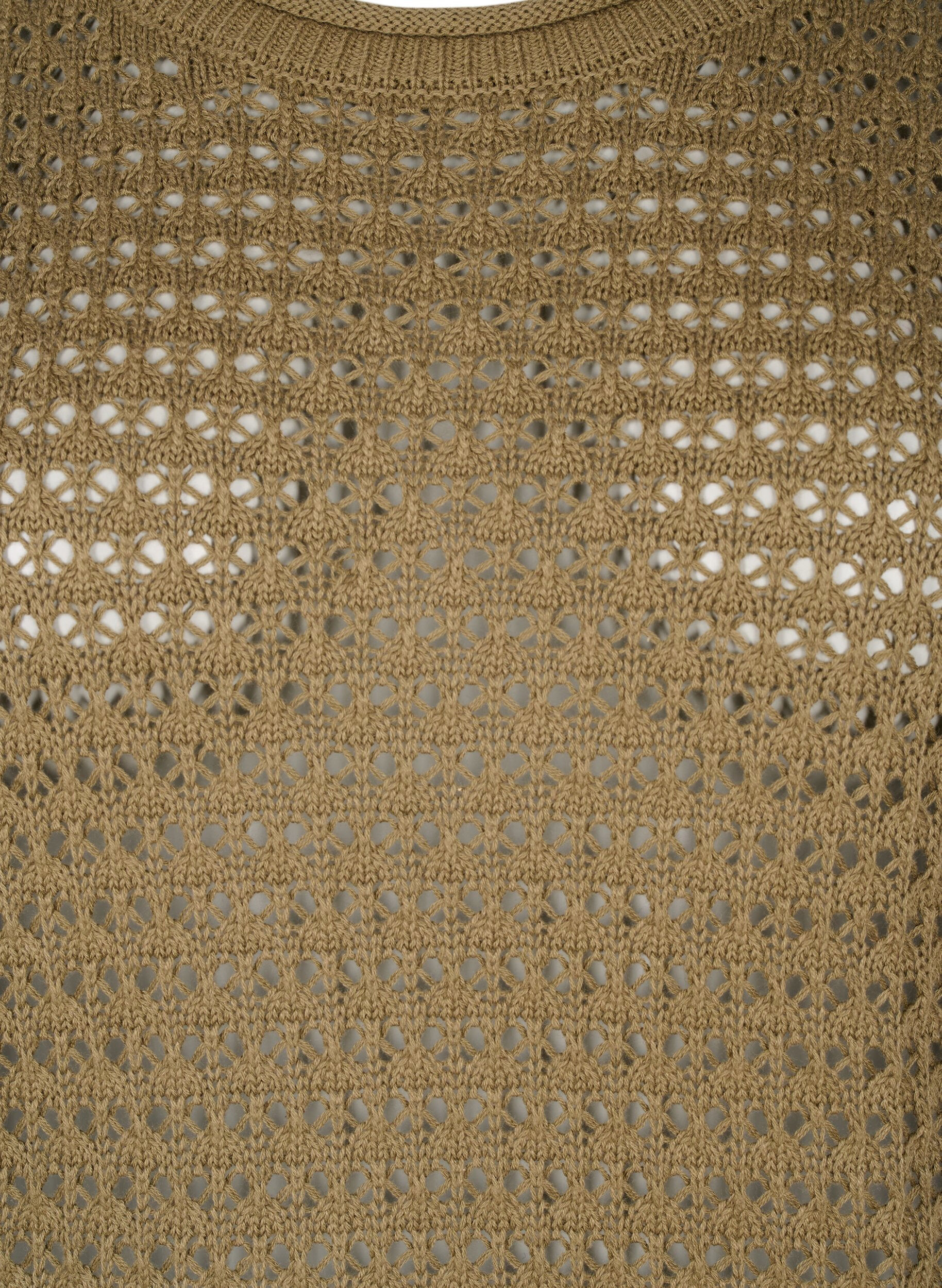 Zizzi Strikkebluse med hullm&oslash;nster, Dusky Green, Packshot image number 2