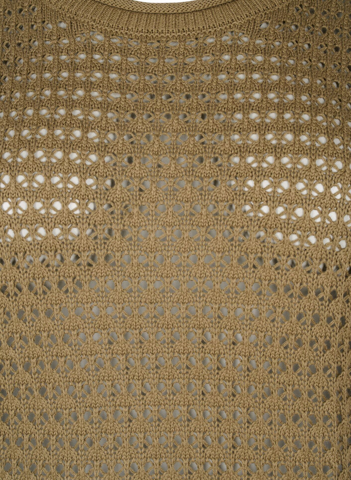 Strikkebluse med hullmønster, Dusky Green, Packshot image number 2