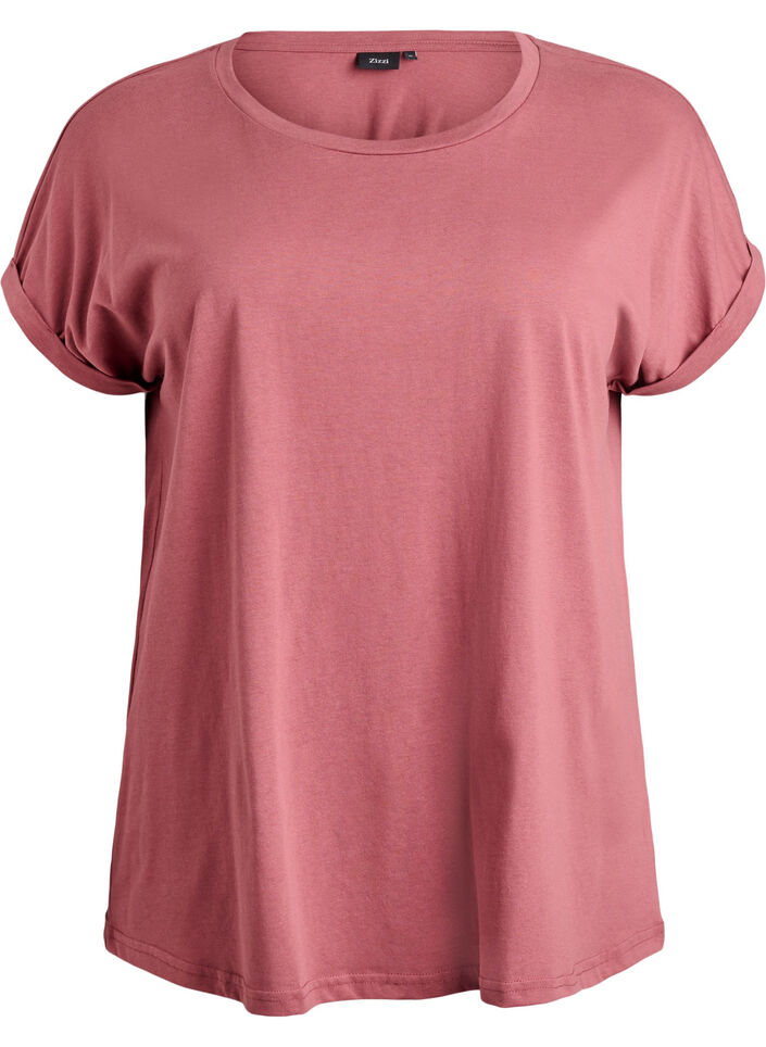 Kortermet t-skjorte i bomullsblanding, Rosa, Packshot image number 0