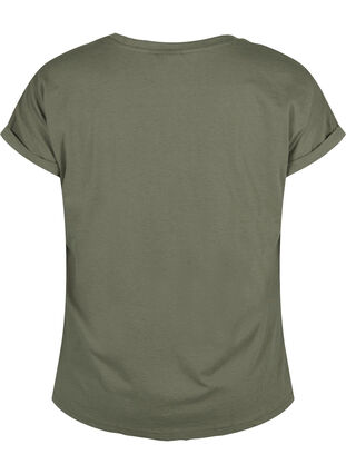 Kortermet T-skjorte i bomullsblanding, Dusty Olive, Packshot image number 1