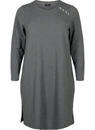 Langermet jerseykjole med knappedetaljer, Dark Grey Melange