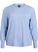 Strikket bluse med rund hals, Bl&aring;, Packshot image number 0