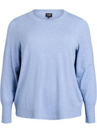 Strikket bluse med rund hals, Bl&aring;
