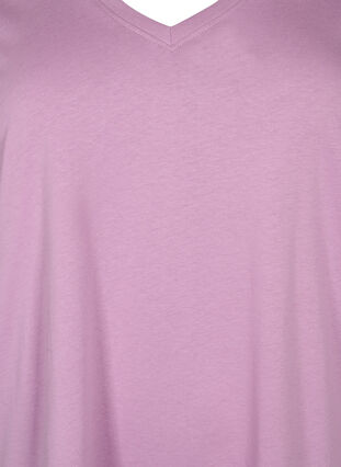 Bomulls T-skjorte med V-hals, Lavender Herb, Packshot image number 2