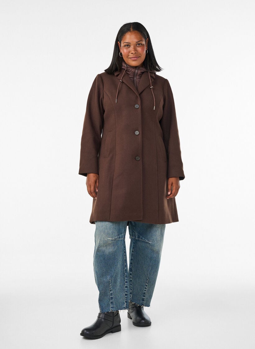 Frakk med avtakbar vattert innsats, Brun, Model image number 1