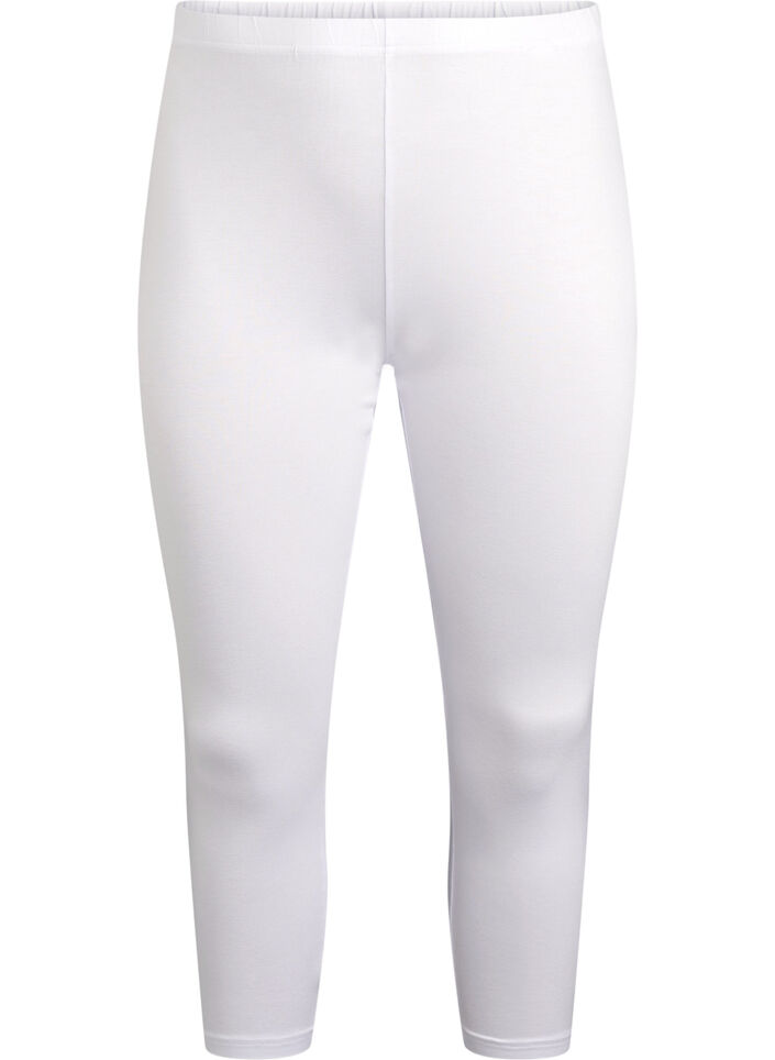 Basisleggings i viskose med 3/4-lengde, Hvit, Packshot image number 0