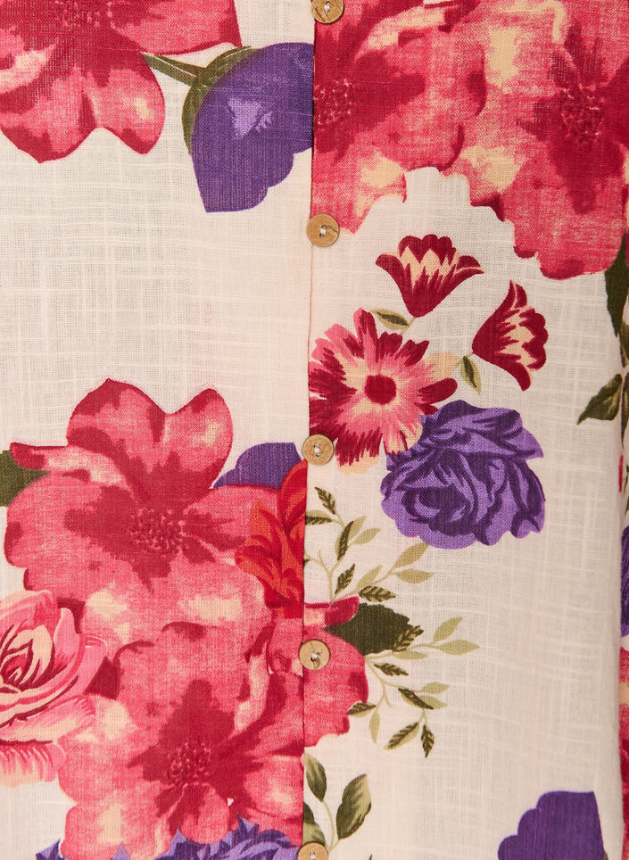 Kortermet bomullsskjorte med V-hals, R&oslash;d, Packshot image number 2