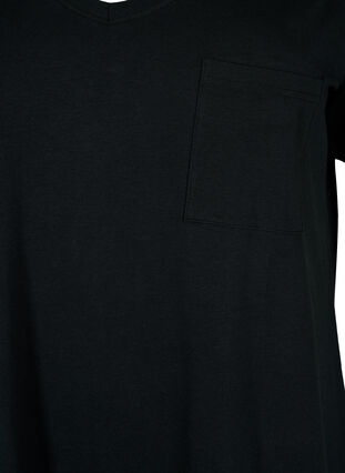 Kortermet kjole i bomull med splitt, Black, Packshot image number 2