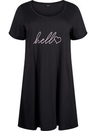 Kortermet nattkjole i økologisk bomull, Black Hello