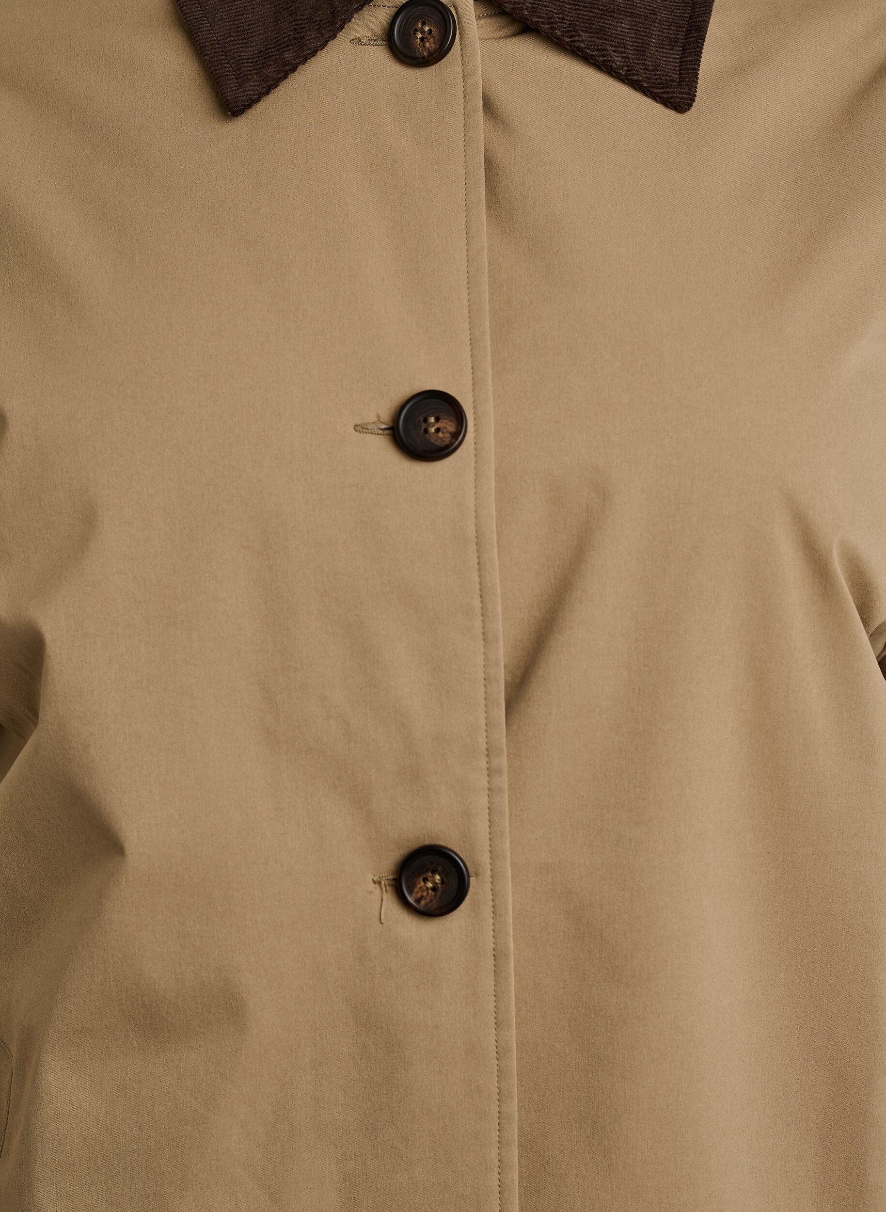ZizziMellomlang jakke med cordfl&oslash;yelskrage, Beige, Packshot image number 2
