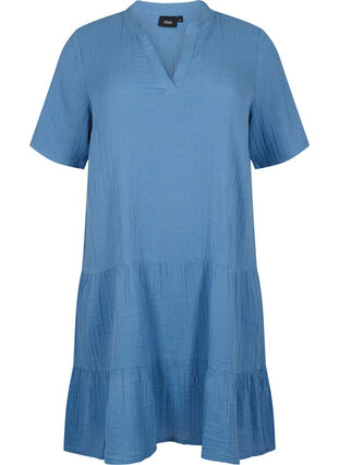 Kortermet kjole i 100 % bomull, Moonlight Blue, Packshot image number 0