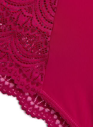 Zizzi Mikrofiber brasilianske truser med blonder, Boysenberry, Packshot image number 3