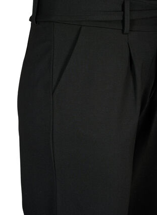 Bukser med høy midje, volanger og knytebånd, Black, Packshot image number 2