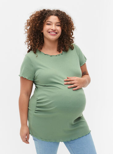 T-skjorte i ribbet materiale til gravide, Green Bay, Model image number 0